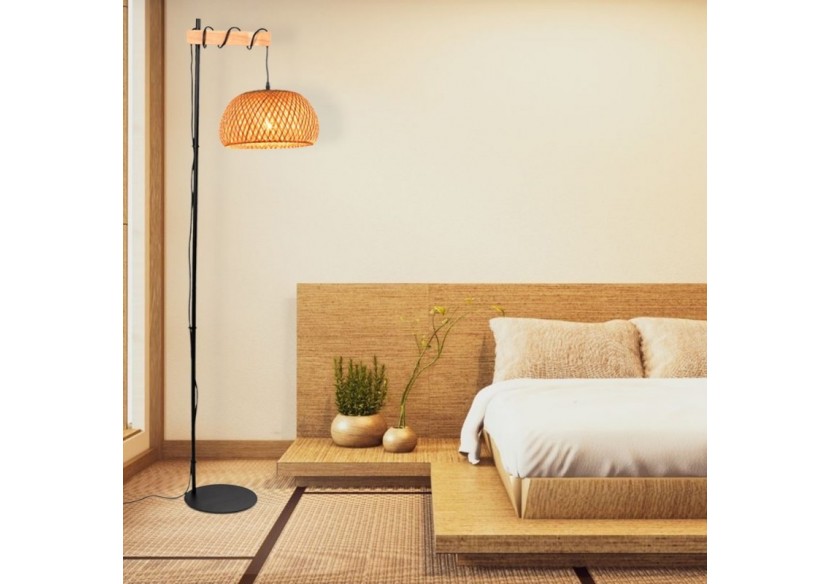 Lampadaire en bois et osier "Frankie"-E27 - LM159 - Barcelona LED