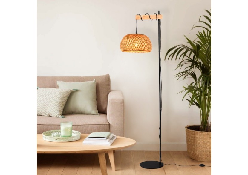 Lampadaire en bois et osier "Frankie"-E27 - LM159 - Barcelona LED