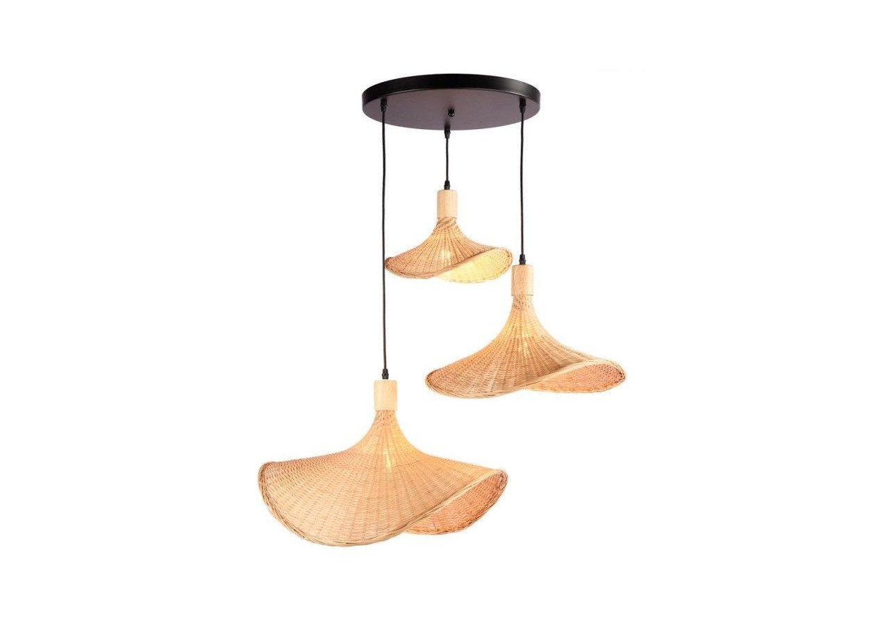 Suspension triple en osier "Bellas 3"-3xE27 - LM145 - Barcelona LED