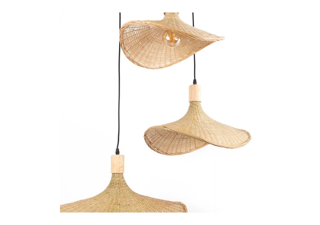 Suspension triple en osier "Bellas 3"-3xE27 - LM145 - Barcelona LED