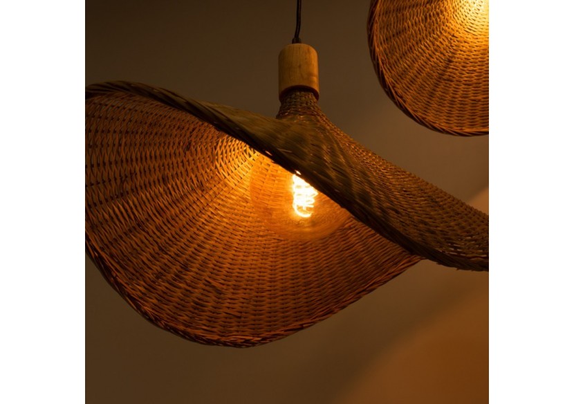 Suspension triple en osier "Bellas 3"-3xE27 - LM145 - Barcelona LED