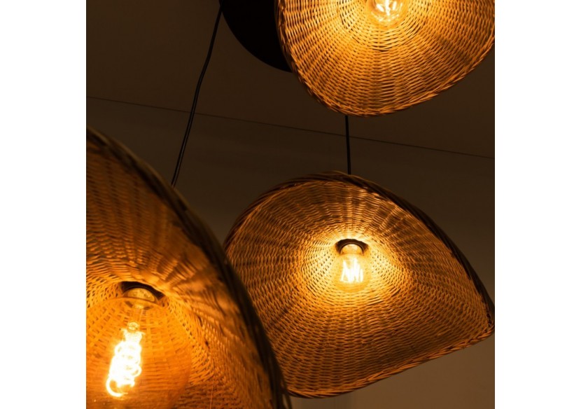 Suspension triple en osier "Bellas 3"-3xE27 - LM145 - Barcelona LED