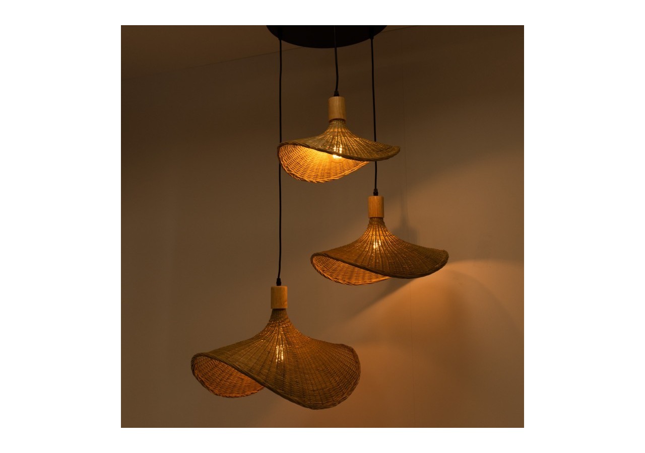 Suspension triple en osier "Bellas 3"-3xE27 - LM145 - Barcelona LED