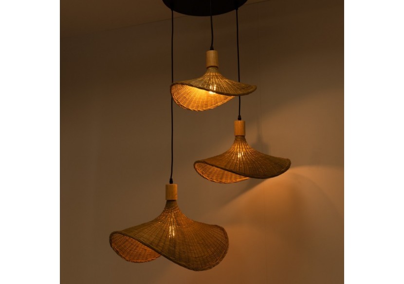 Suspension triple en osier "Bellas 3"-3xE27 - LM145 - Barcelona LED