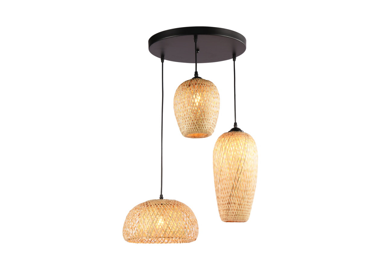 Suspension triple en osier "Trisa"-3xE27 - LM144 - Barcelona LED