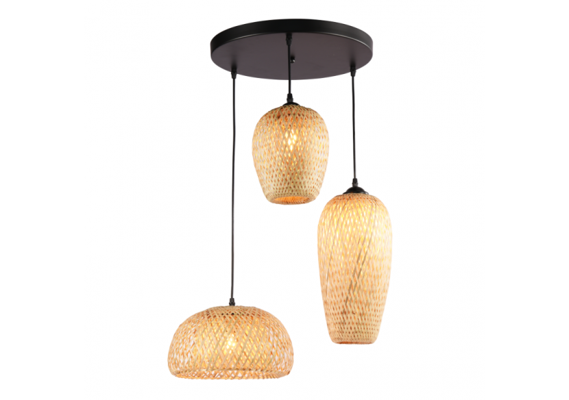 Suspension triple en osier "Trisa"-3xE27 - LM144 - Barcelona LED Suspension triple en osier "Trisa"-3xE27 - LM144 - Barcelona LED