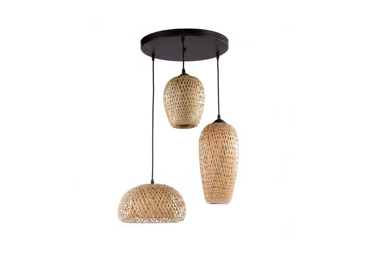 Suspension triple en osier "Trisa"-3xE27 - LM144 - Barcelona LED