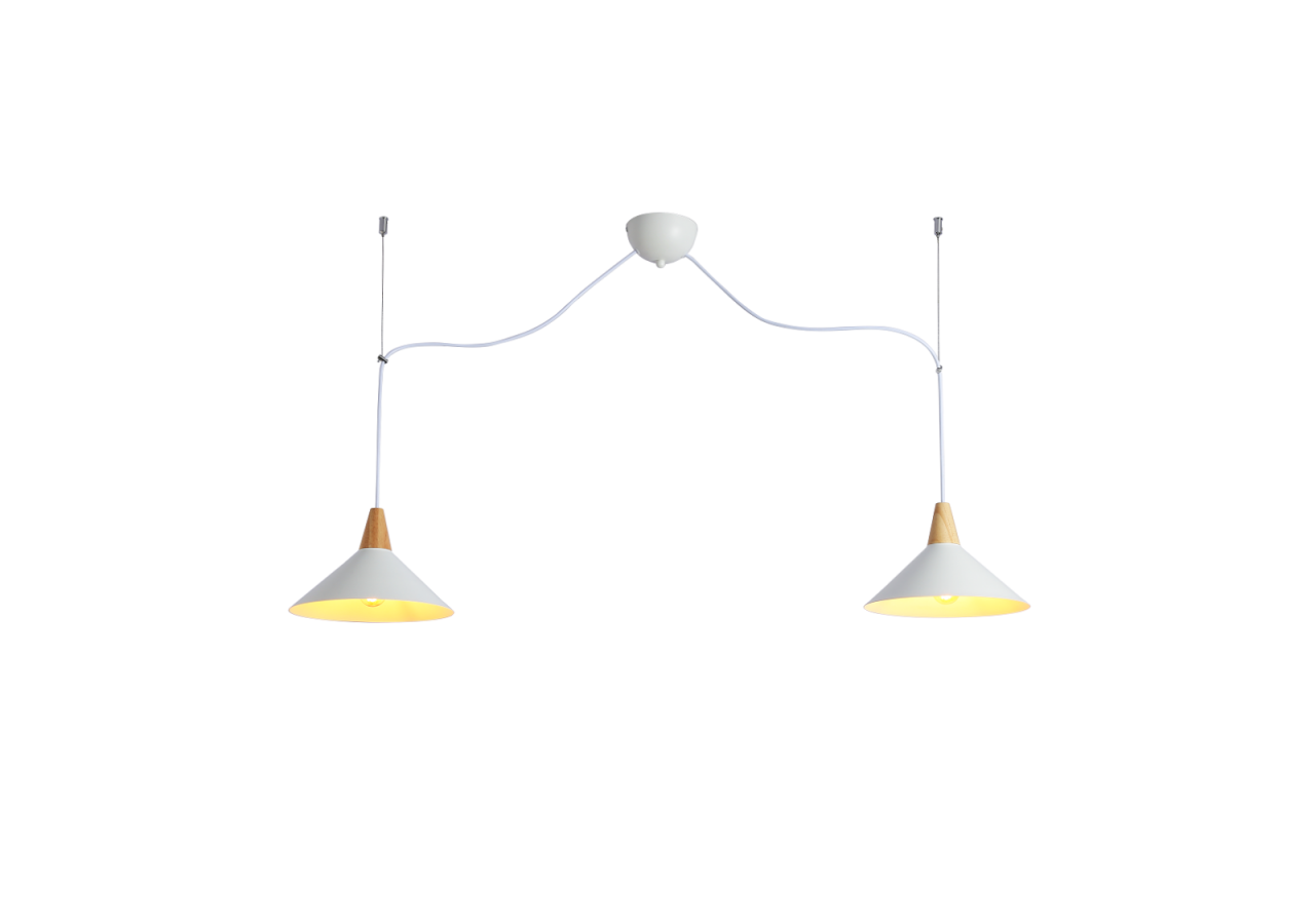 Suspension double en métal et bois "Selroom"-2xE27 - LN3019-B - Barcelona LED