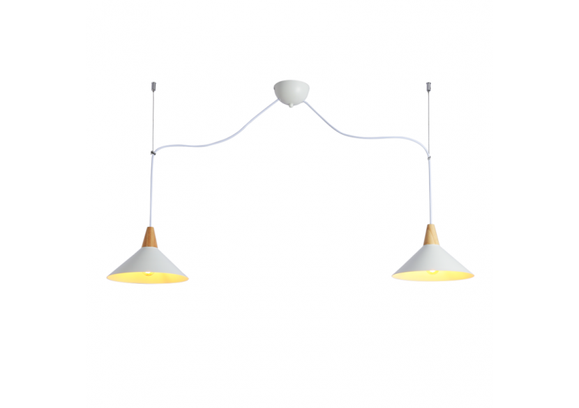 Suspension double en métal et bois "Selroom"-2xE27 - LN3019-B - Barcelona LED Suspension double en métal et bois "Selroom"-2xE27 - LN3019-B - Barcelona LED