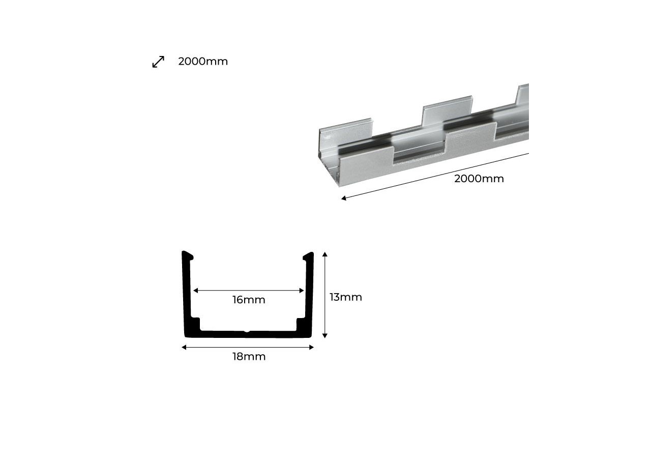 Profilé flexible en aluminium 16x10 mm pour étui en silicone-2m - BPERFLEX16X16-MV - Barcelona LED