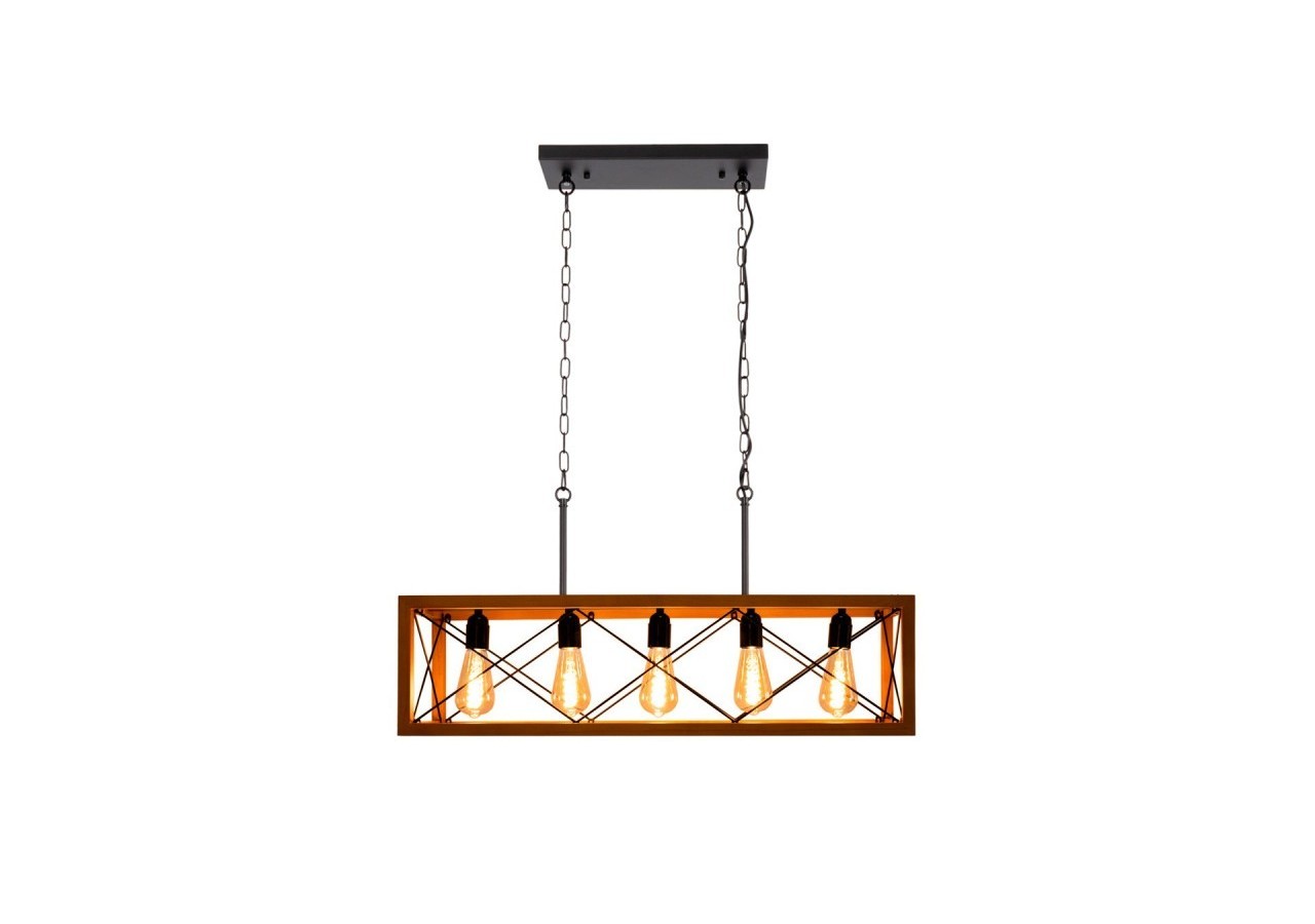 Suspension vintage en bois et métal "Sisca"-5xE27 - LN3018 - Barcelona LED