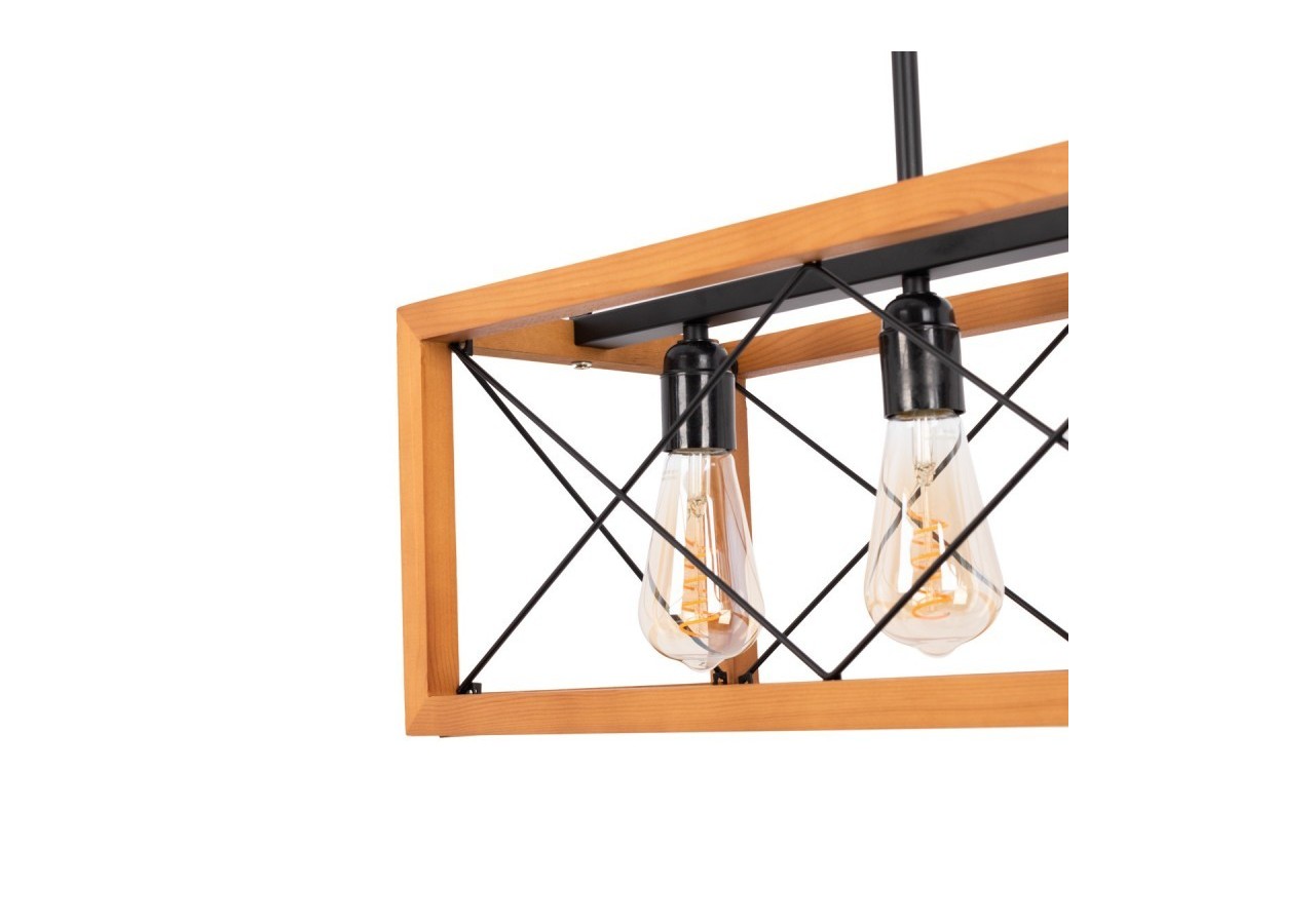 Suspension vintage en bois et métal "Sisca"-5xE27 - LN3018 - Barcelona LED