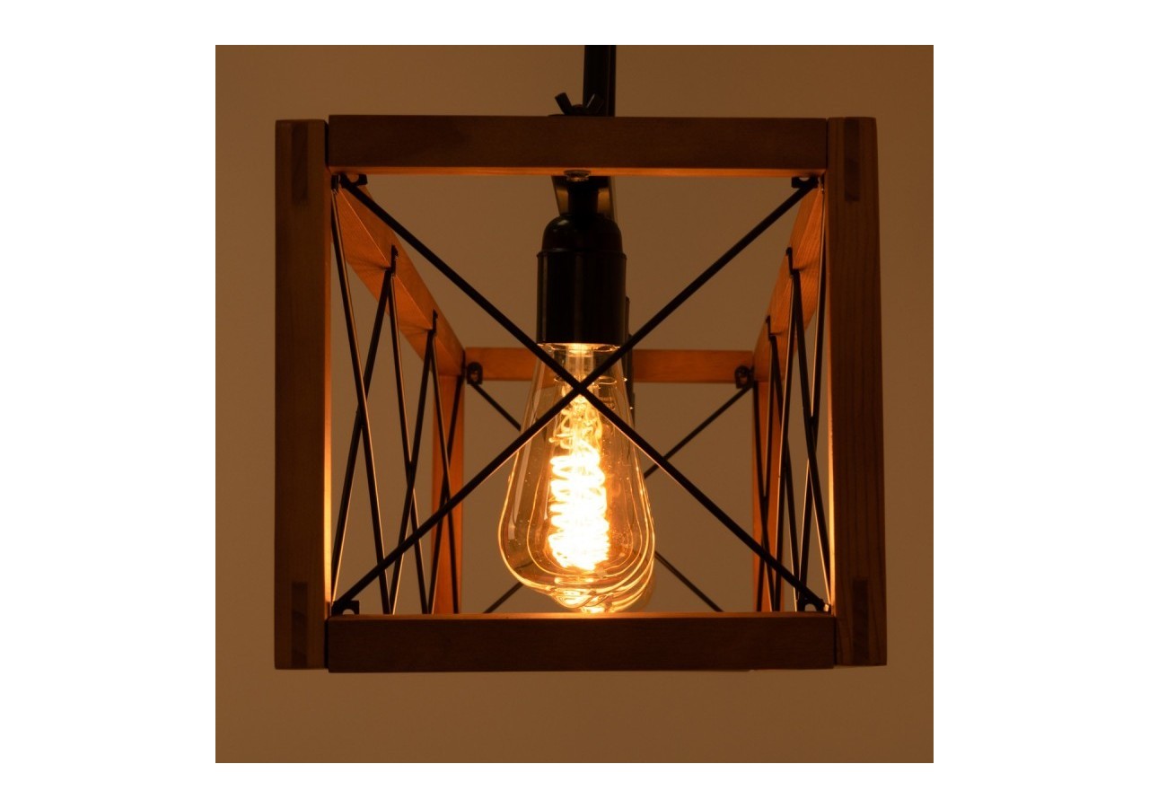 Suspension vintage en bois et métal "Sisca"-5xE27 - LN3018 - Barcelona LED