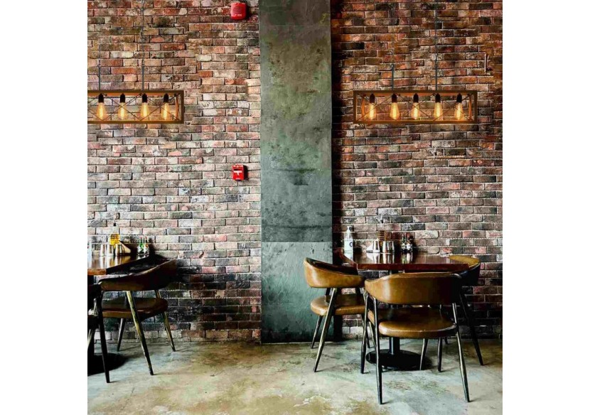 Suspension vintage en bois et métal "Sisca"-5xE27 - LN3018 - Barcelona LED