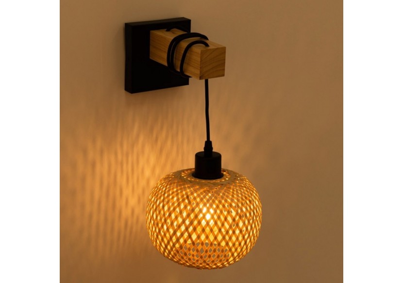 Applique murale en bois et osier "Shelley"-E27 - LM136 - Barcelona LED