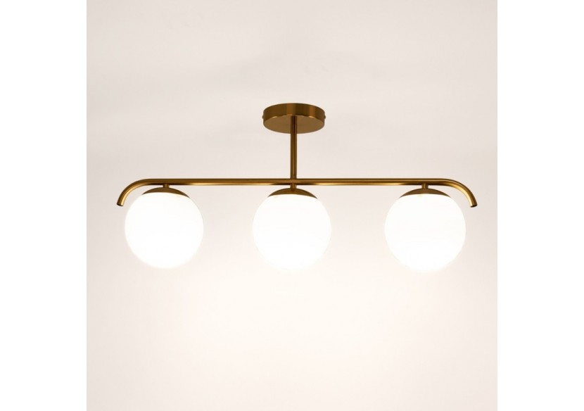 Plafonnier triple globe en verre et métal doré "TALÍ"-3xE27 - LD1009-D - Barcelona LED Plafonnier triple globe en verre et métal doré "TALÍ"-3xE27 - LD1009-D - Barcelona LED