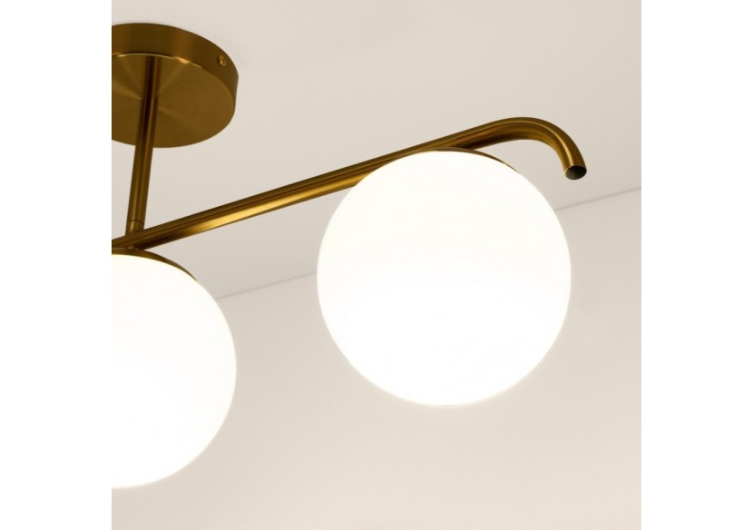 Plafonnier triple globe en verre et métal doré "TALÍ"-3xE27 - LD1009-D - Barcelona LED Plafonnier triple globe en verre et métal doré "TALÍ"-3xE27 - LD1009-D - Barcelona LED