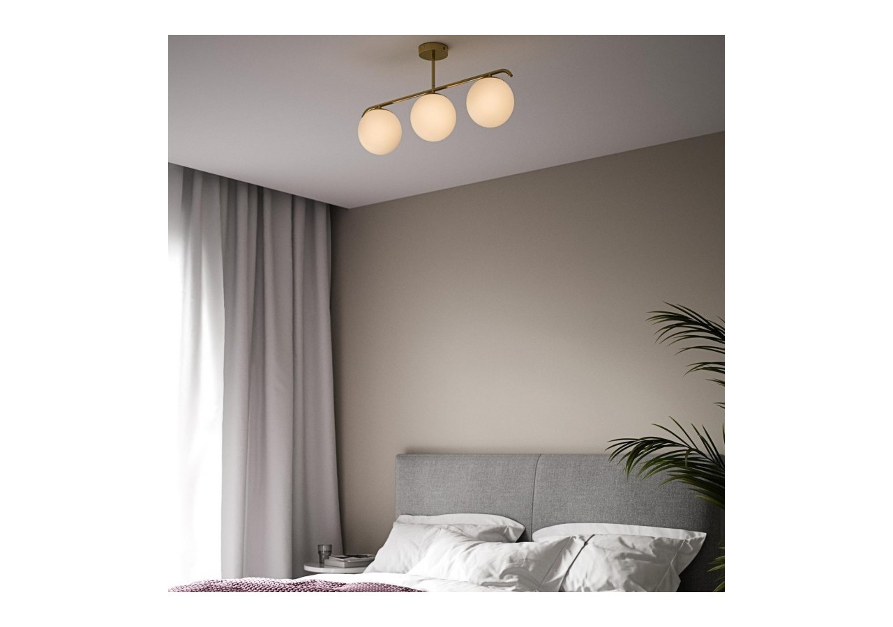 Plafonnier triple globe en verre et métal doré "TALÍ"-3xE27 - LD1009-D - Barcelona LED
