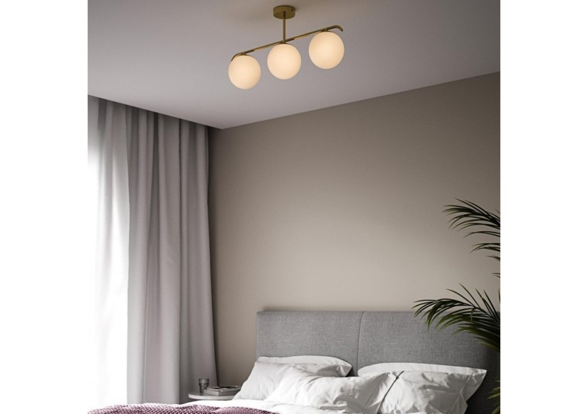 Plafonnier triple globe en verre et métal doré "TALÍ"-3xE27 - LD1009-D - Barcelona LED Plafonnier triple globe en verre et métal doré "TALÍ"-3xE27 - LD1009-D - Barcelona LED