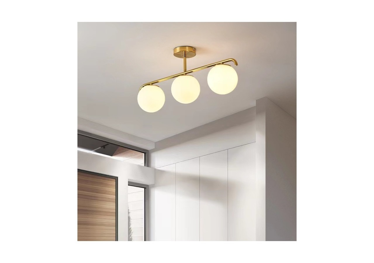 Plafonnier triple globe en verre et métal doré "TALÍ"-3xE27 - LD1009-D - Barcelona LED