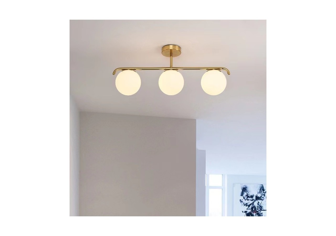 Plafonnier triple globe en verre et métal doré "TALÍ"-3xE27 - LD1009-D - Barcelona LED
