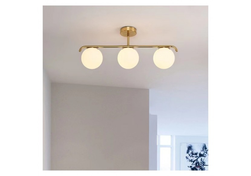 Plafonnier triple globe en verre et métal doré "TALÍ"-3xE27 - LD1009-D - Barcelona LED Plafonnier triple globe en verre et métal doré "TALÍ"-3xE27 - LD1009-D - Barcelona LED