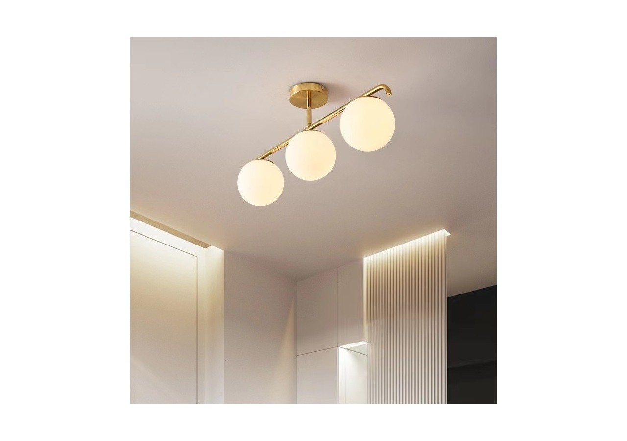 Plafonnier triple globe en verre et métal doré "TALÍ"-3xE27 - LD1009-D - Barcelona LED