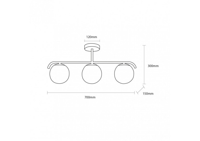 Plafonnier triple globe en verre et métal doré "TALÍ"-3xE27 - LD1009-D - Barcelona LED Plafonnier triple globe en verre et métal doré "TALÍ"-3xE27 - LD1009-D - Barcelona LED