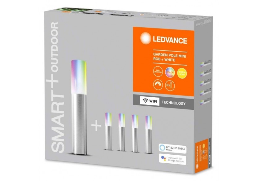 Luminaire extérieur 5 spots SMART WiFi GARDEN POLE RGBW - O478190 - Barcelona LED