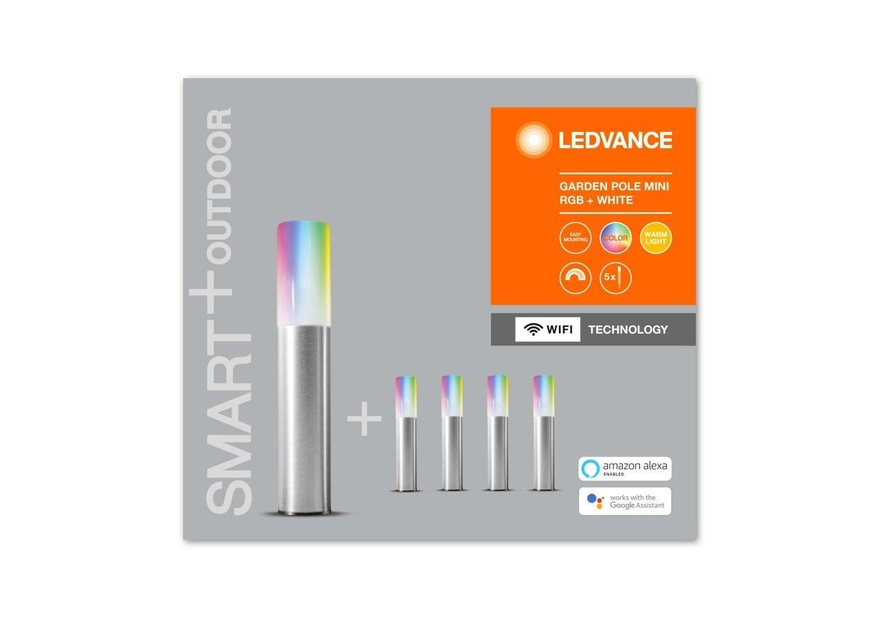 Luminaire extérieur 5 spots SMART WiFi GARDEN POLE RGBW - O478190 - Barcelona LED