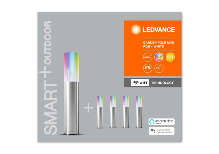 Luminaire extérieur 5 spots SMART WiFi GARDEN POLE RGBW - O478190 - Barcelona LED