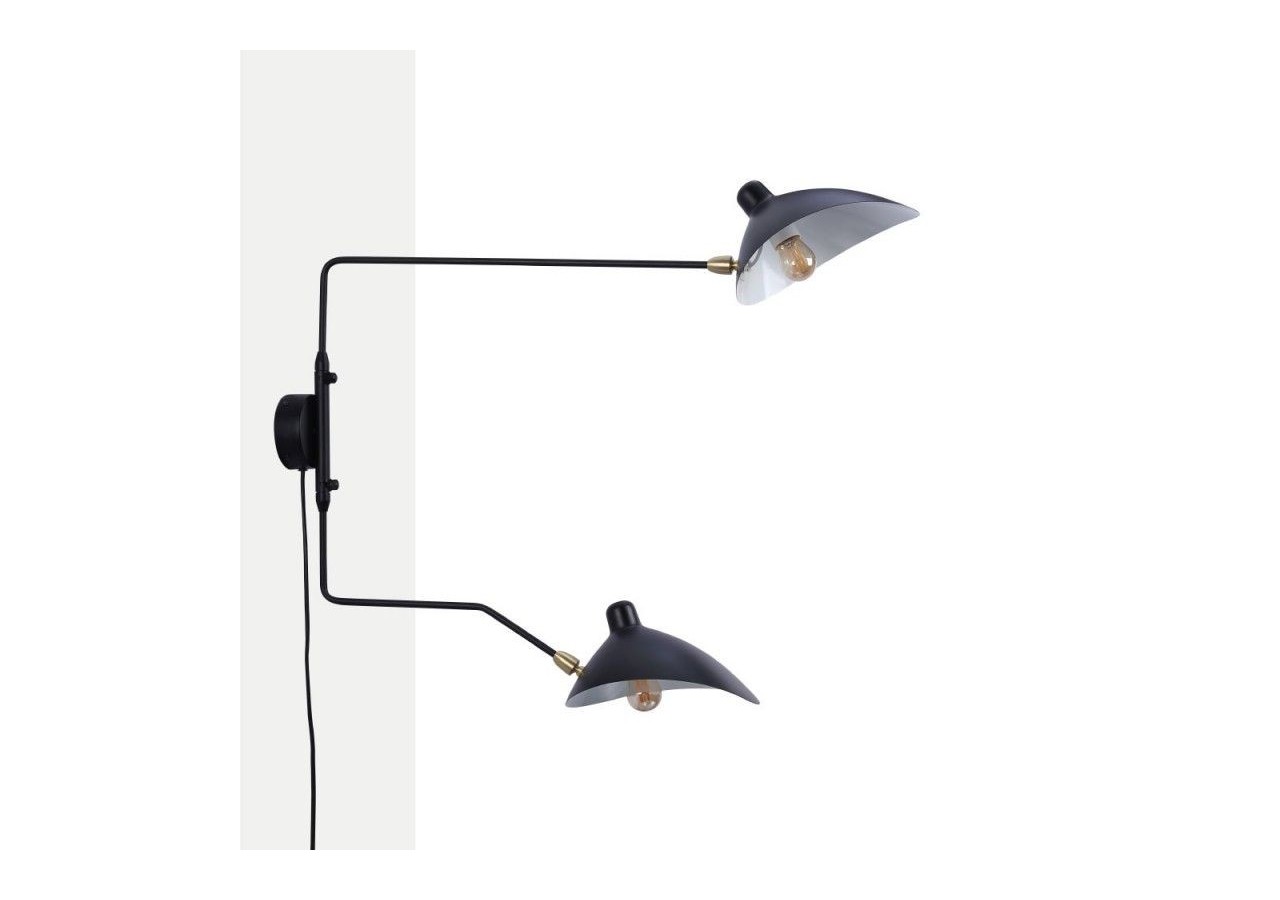 Applique murale design "Louise" avec interrupteur et prise-2xE27 - L3071-2-EU-N - Barcelona LED