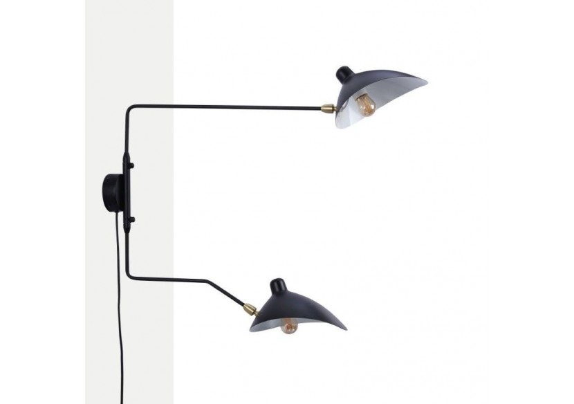 Applique murale design "Louise" avec interrupteur et prise-2xE27 - L3071-2-EU-N - Barcelona LED Applique murale design "Louise" avec interrupteur et prise-2xE27 - L3071-2-EU-N - Barcelona LED