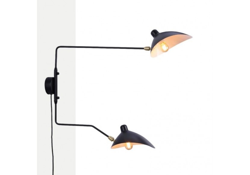 Applique murale design "Louise" avec interrupteur et prise-2xE27 - L3071-2-EU-N - Barcelona LED Applique murale design "Louise" avec interrupteur et prise-2xE27 - L3071-2-EU-N - Barcelona LED