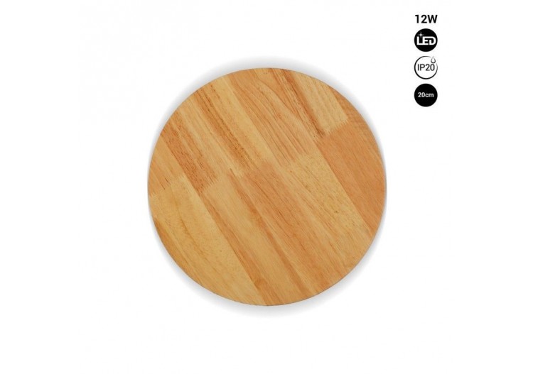 Applique murale en bois circulaire "Lune"-12W-diamètre 20cm - LM113-20-BC - Barcelona LED