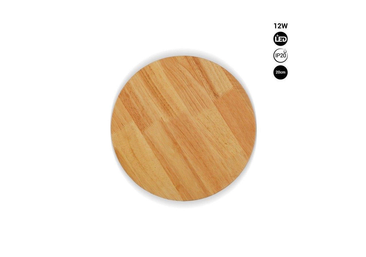 Applique murale en bois circulaire "Lune"-12W-diamètre 20cm - LM113-20-BC - Barcelona LED