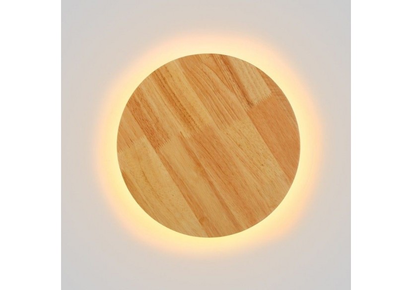 Applique murale en bois circulaire "Lune"-12W-diamètre 20cm - LM113-20-BC - Barcelona LED