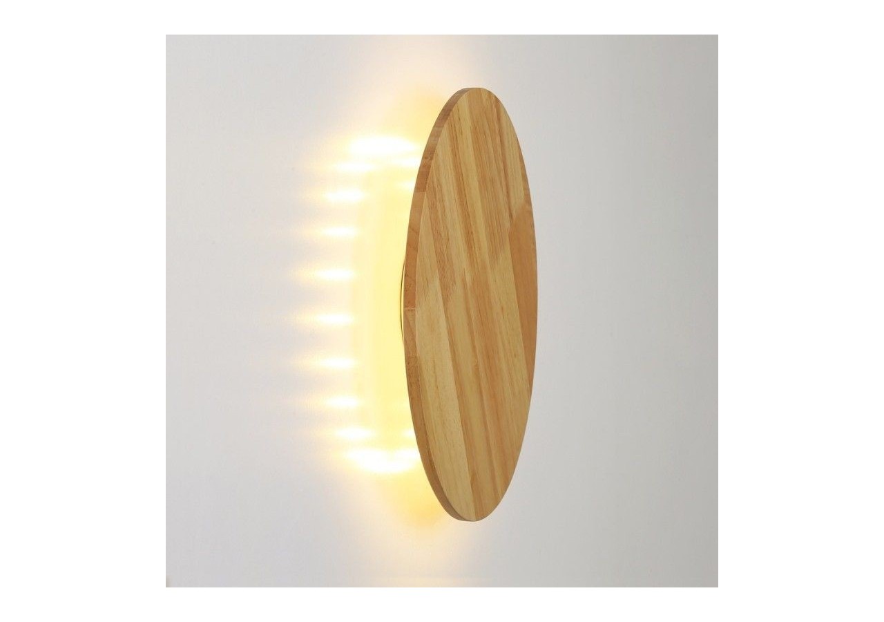 Applique murale en bois circulaire "Lune"-12W-diamètre 20cm - LM113-20-BC - Barcelona LED