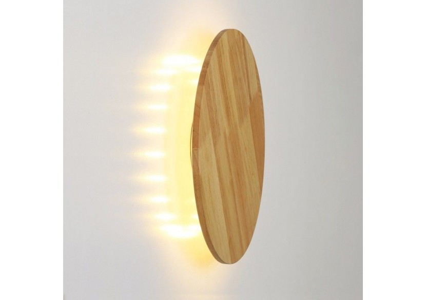 Applique murale en bois circulaire "Lune"-12W-diamètre 20cm - LM113-20-BC - Barcelona LED