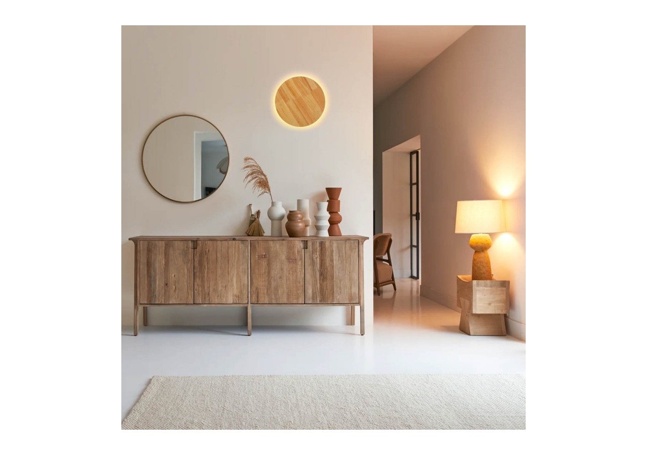 Applique murale en bois circulaire "Lune"-12W-diamètre 20cm - LM113-20-BC - Barcelona LED