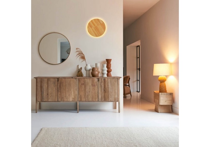 Applique murale en bois circulaire "Lune"-12W-diamètre 20cm - LM113-20-BC - Barcelona LED