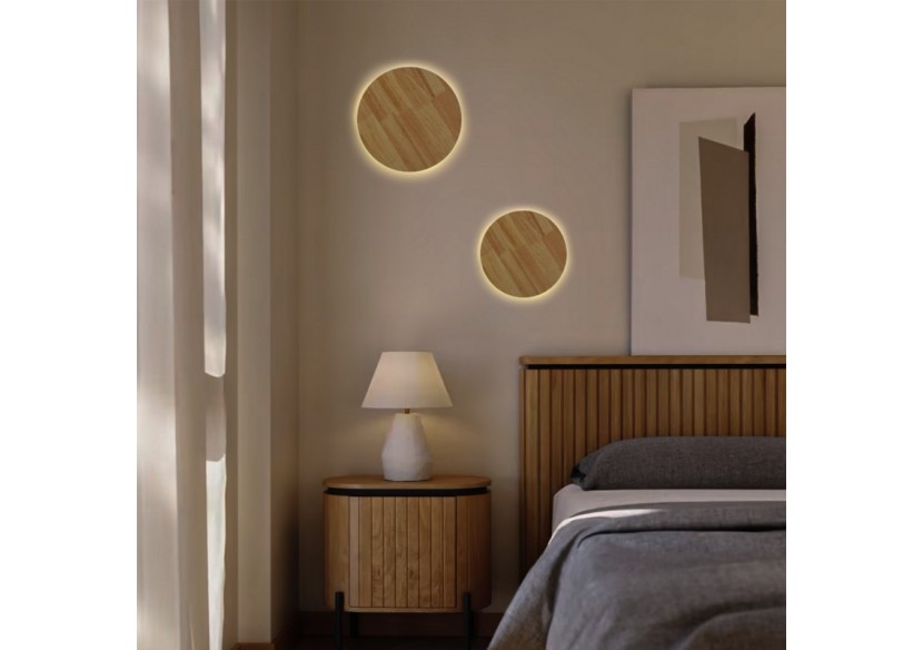 Applique murale en bois circulaire "Lune"-12W-diamètre 20cm - LM113-20-BC - Barcelona LED