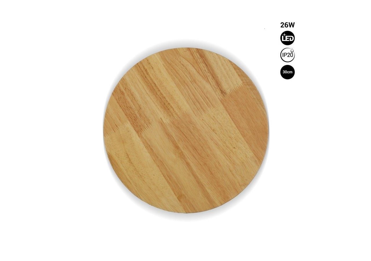 Applique circulaire en bois "Lune"-26W-diamètre 30cm - LM113-30-BC - Barcelona LED