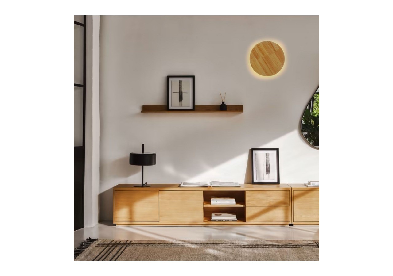 Applique circulaire en bois "Lune"-26W-diamètre 30cm - LM113-30-BC - Barcelona LED