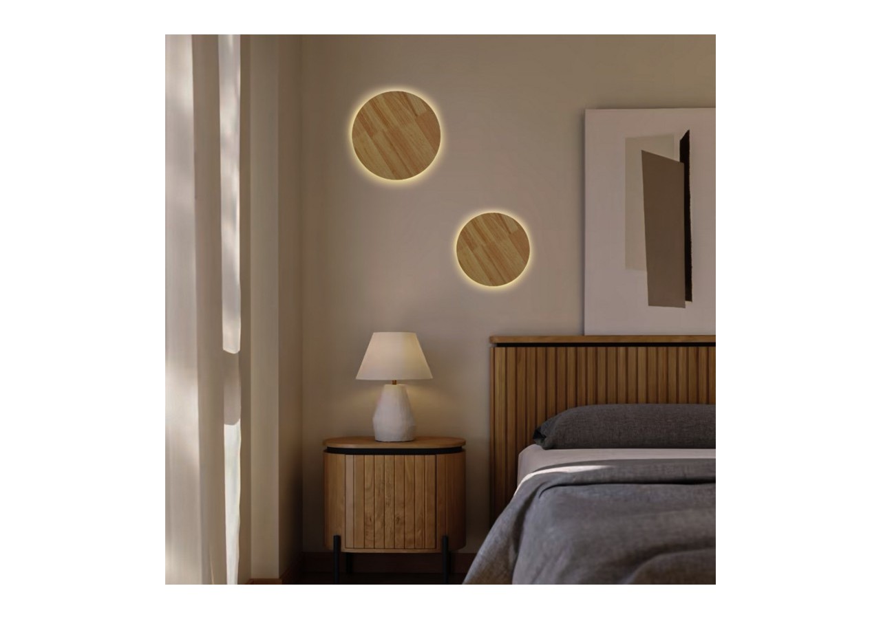 Applique circulaire en bois "Lune"-26W-diamètre 30cm - LM113-30-BC - Barcelona LED