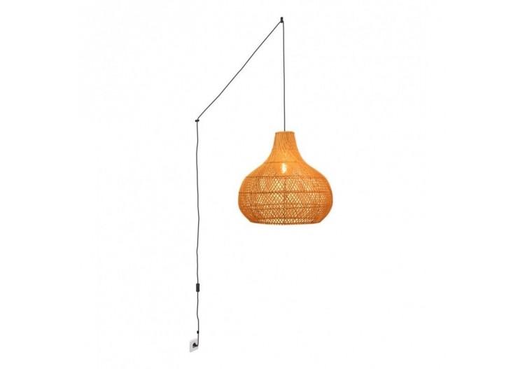 Suspension en osier "Samoa" avec interrupteur et prise - K187-C-N - Barcelona LED