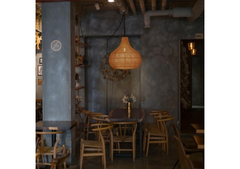 Suspension en osier "Samoa" avec interrupteur et prise - K187-C-N - Barcelona LED