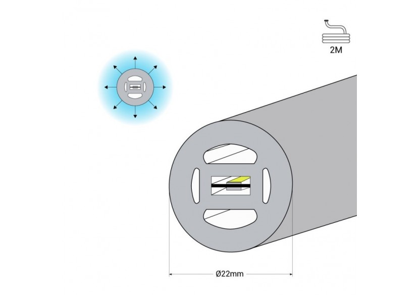 Néon LED flexible circulaire à 360 degrés-diamètre 22mm-2m-24V DC-240Ch/m-19,2W/m-IP65 - NSD22-2M-BF - Barcelona LED Néon LED flexible circulaire à 360 degrés-diamètre 22mm-2m-24V DC-240Ch/m-19,2W/m-IP65 - NSD22-2M-BF - Barcelona LED