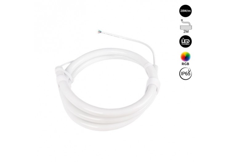 Néon LED flexible circulaire à 360 degrés RGB-diamètre 22mm-2m-24V DC- 240Ch/m-28W/m-IP65 - NSD22-2M-RGB - Barcelona LED
