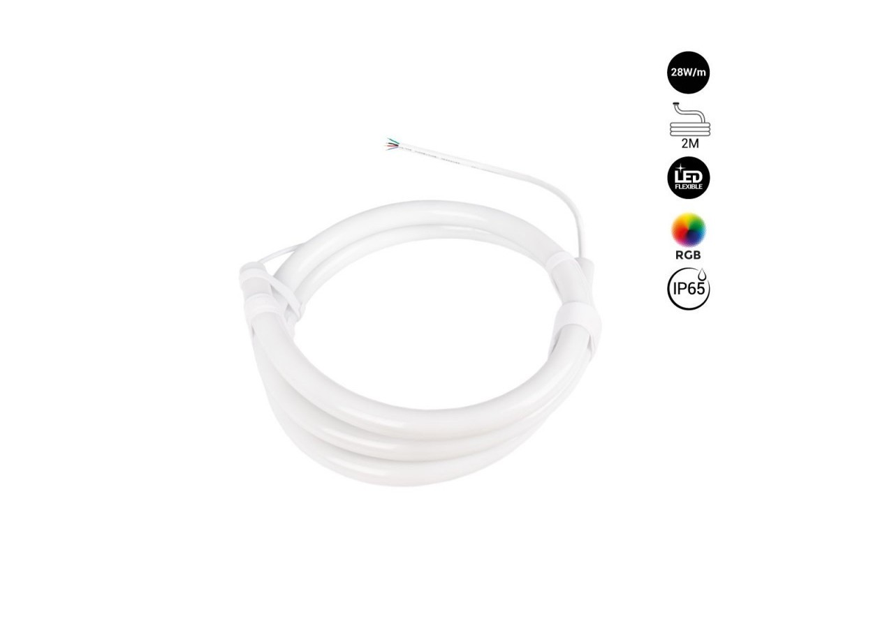 Néon LED flexible circulaire à 360 degrés RGB-diamètre 22mm-2m-24V DC- 240Ch/m-28W/m-IP65 - NSD22-2M-RGB - Barcelona LED